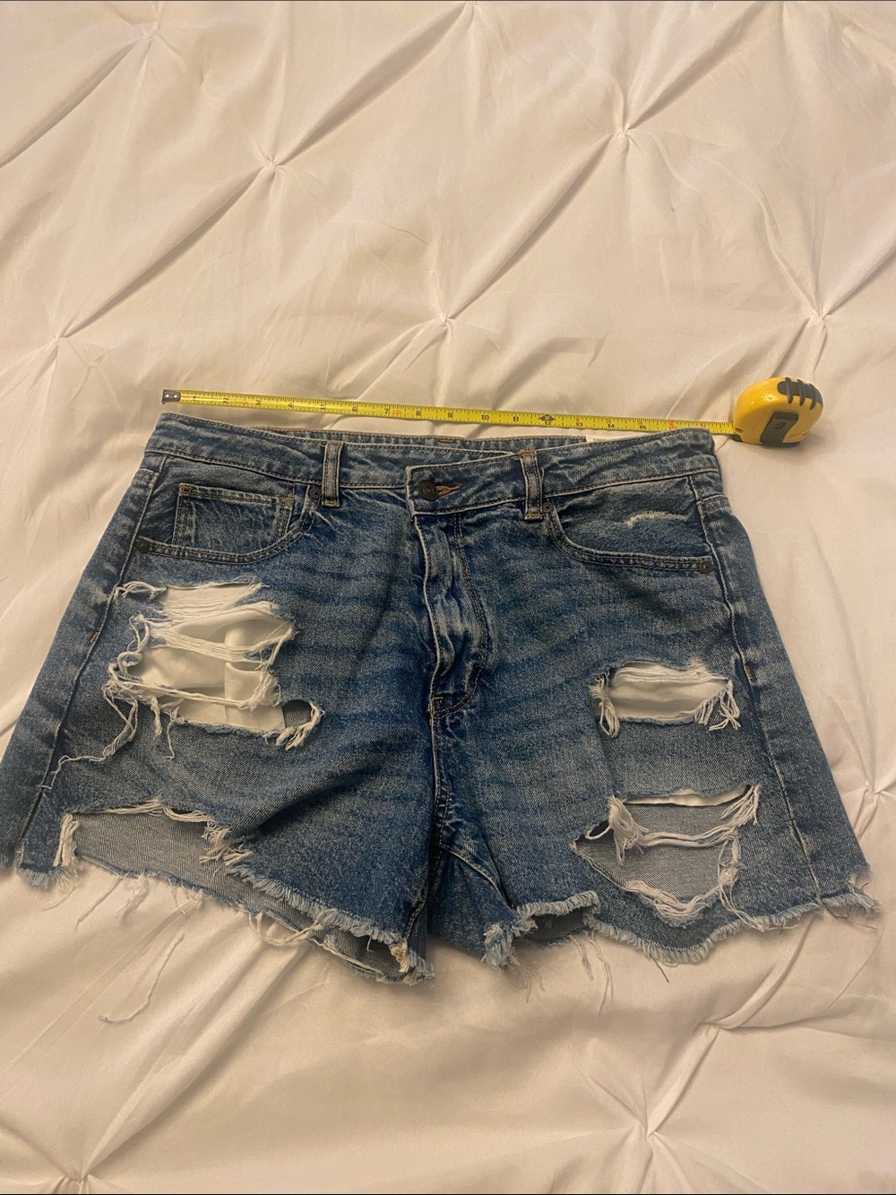 American Eagle Distressed Denim Shorts - Blue - Picture 5 of 10